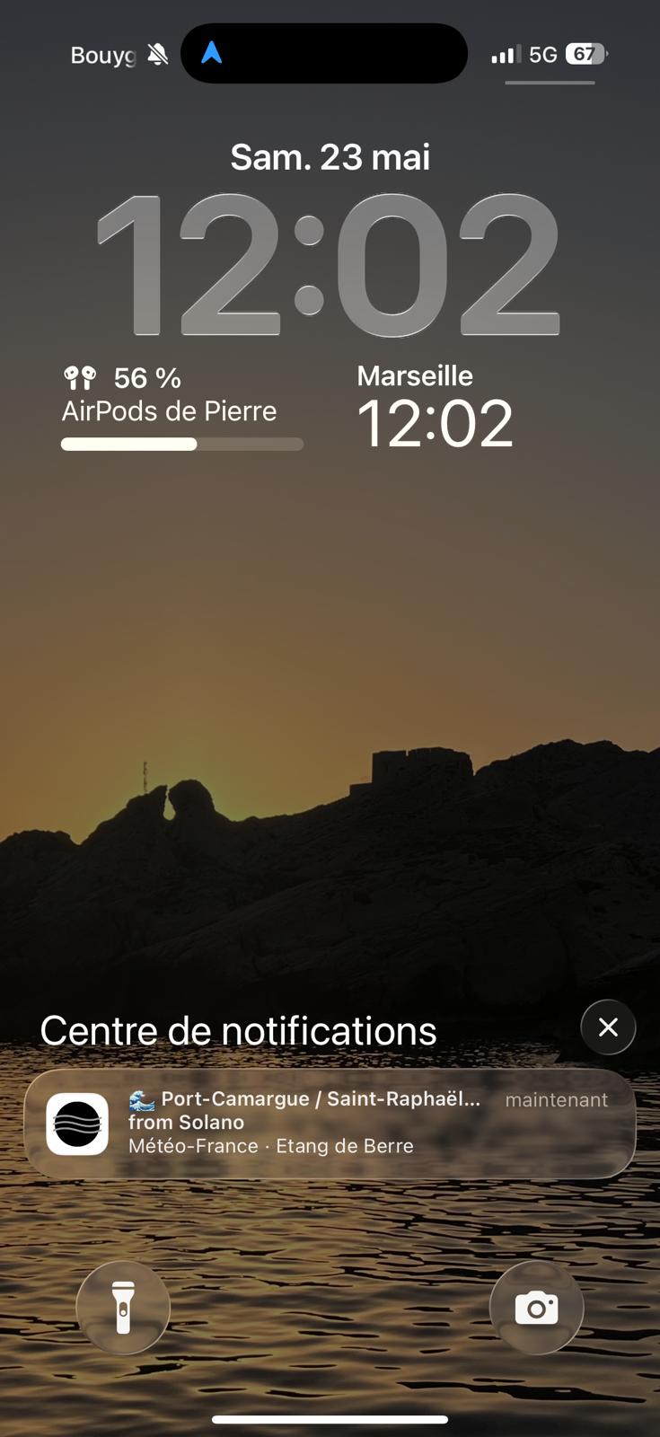 Notification push Solano reçue sur l'écran de verrouillage iPhone